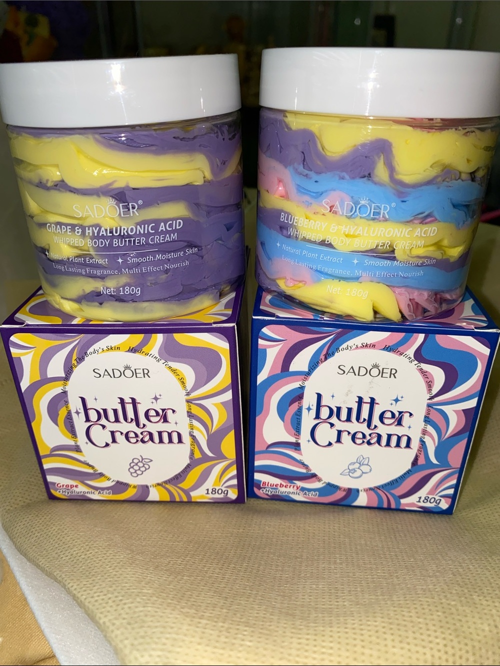 2 pcs Whipped Body Butter Cream - Purple & Yellow Swirl